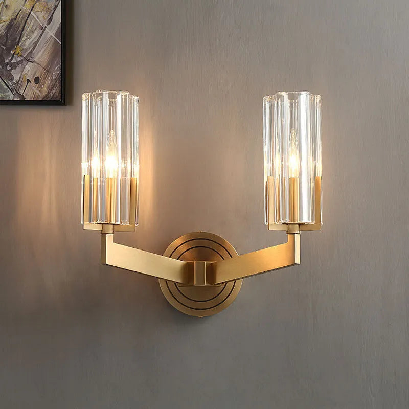 Copper wall lamp with minimalist Nordic design for bedside lighting