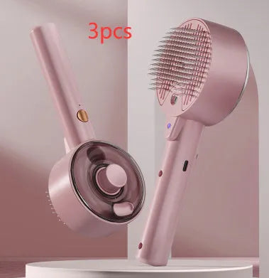 Ceramic white pet grooming brush with mist spray function and UV-C sterilisation light for dogs and cats.