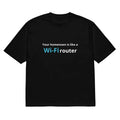 Men's black loose fit t-shirt with 3D digital printed cartoon pattern design on front