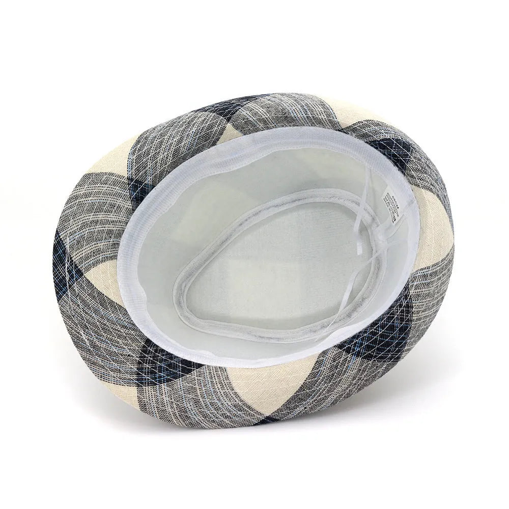 Blue polyester sun hat with bell crown design for outdoor travel sun protection