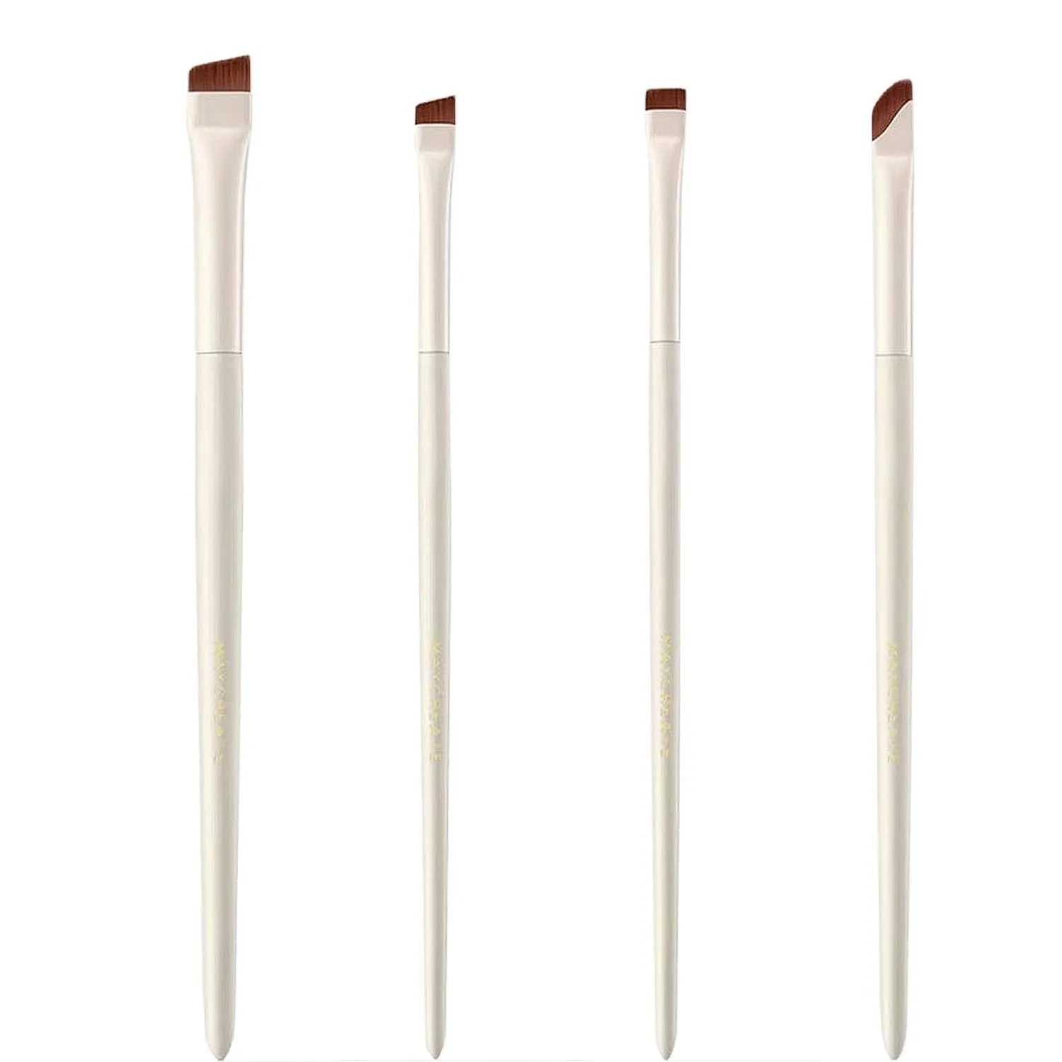 Four angled eyeliner and brow brushes with ultra-thin bristles in leather case