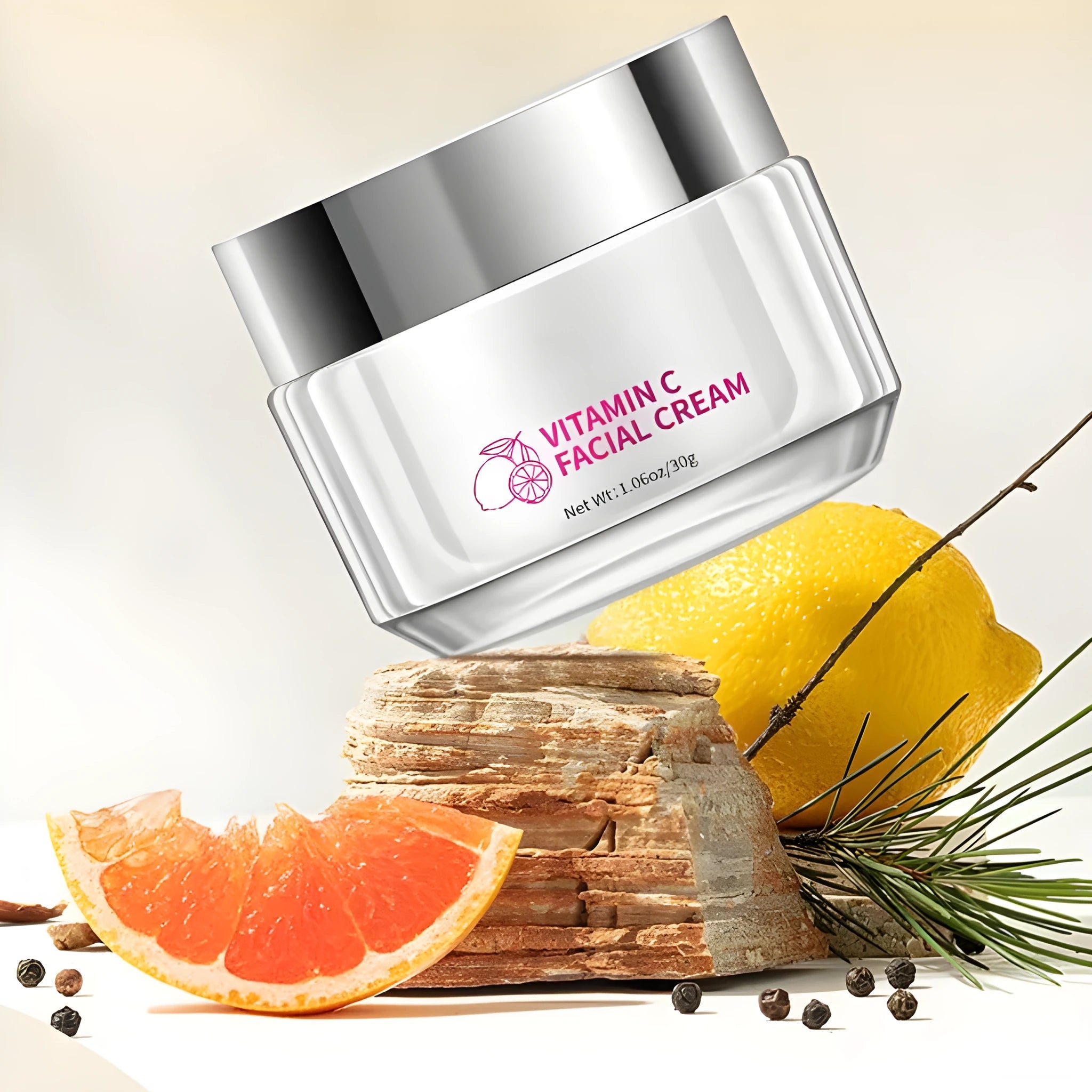 30g vitamin C face cream jar measuring 6x6x5.2cm for universal skin types