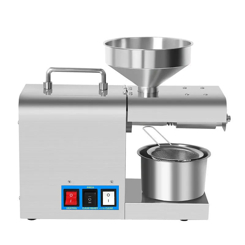 Xiangwei RG-312 household oil press with digital display, stainless steel body, and compact dimensions 36x15.5x31cm