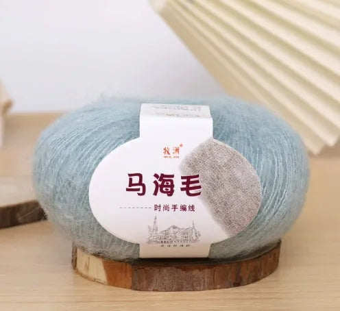Mohair wool ball for DIY scarf knitting kit with Inverness thread in multiple colour options