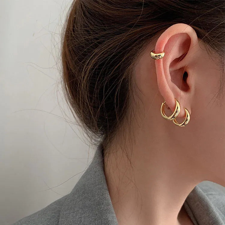 Women's geometric water drop earrings in copper with gold or silver electroplated finish