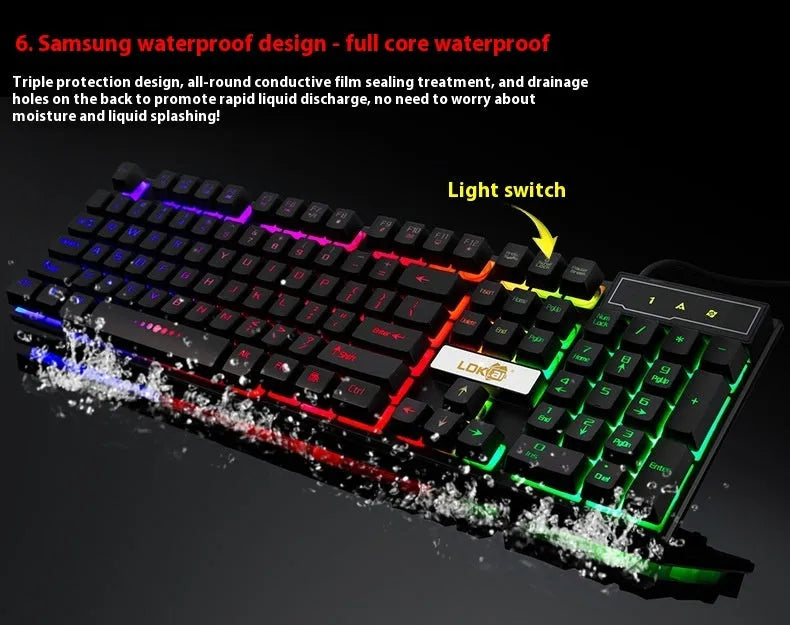 White and black glowing USB cable for gaming keyboards with LED lighting effects