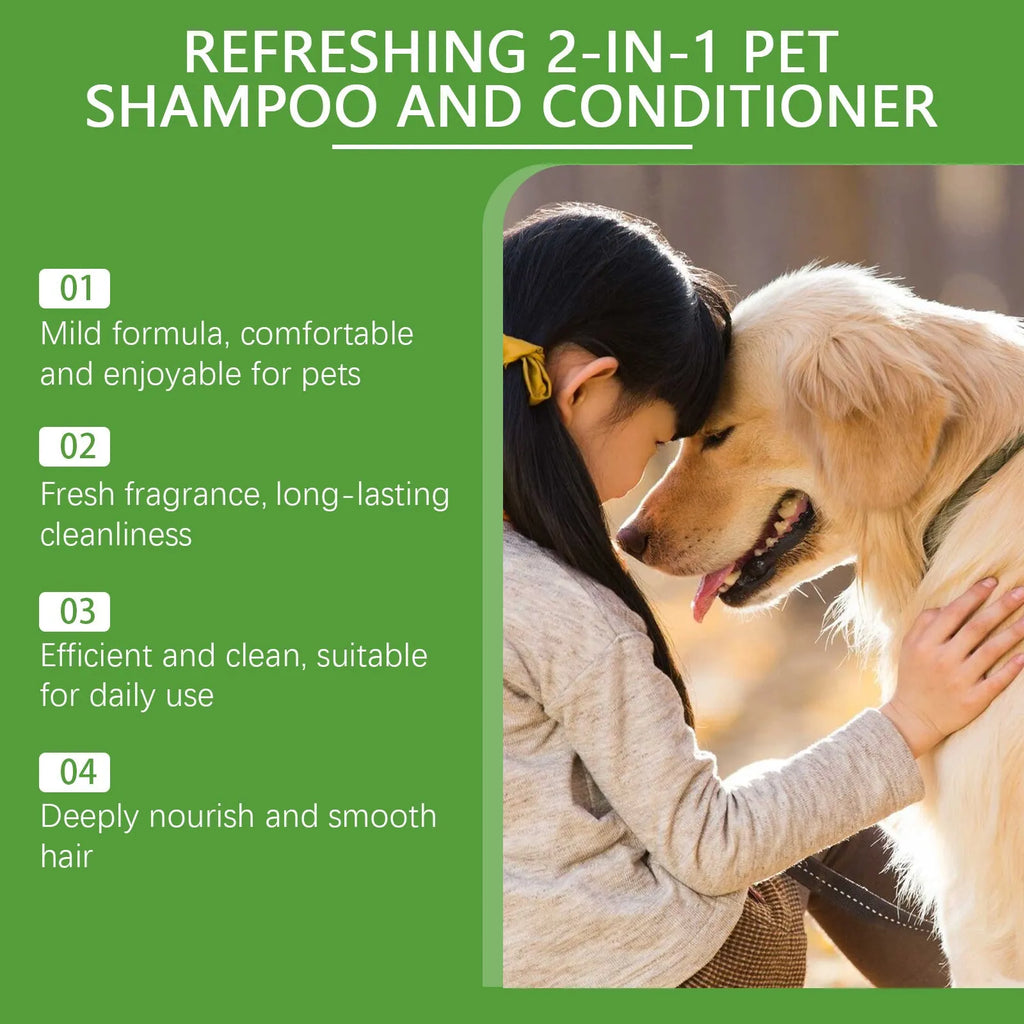 100ml bottle of 2-in-1 pet shampoo and fragrance shower gel for dogs and cats.