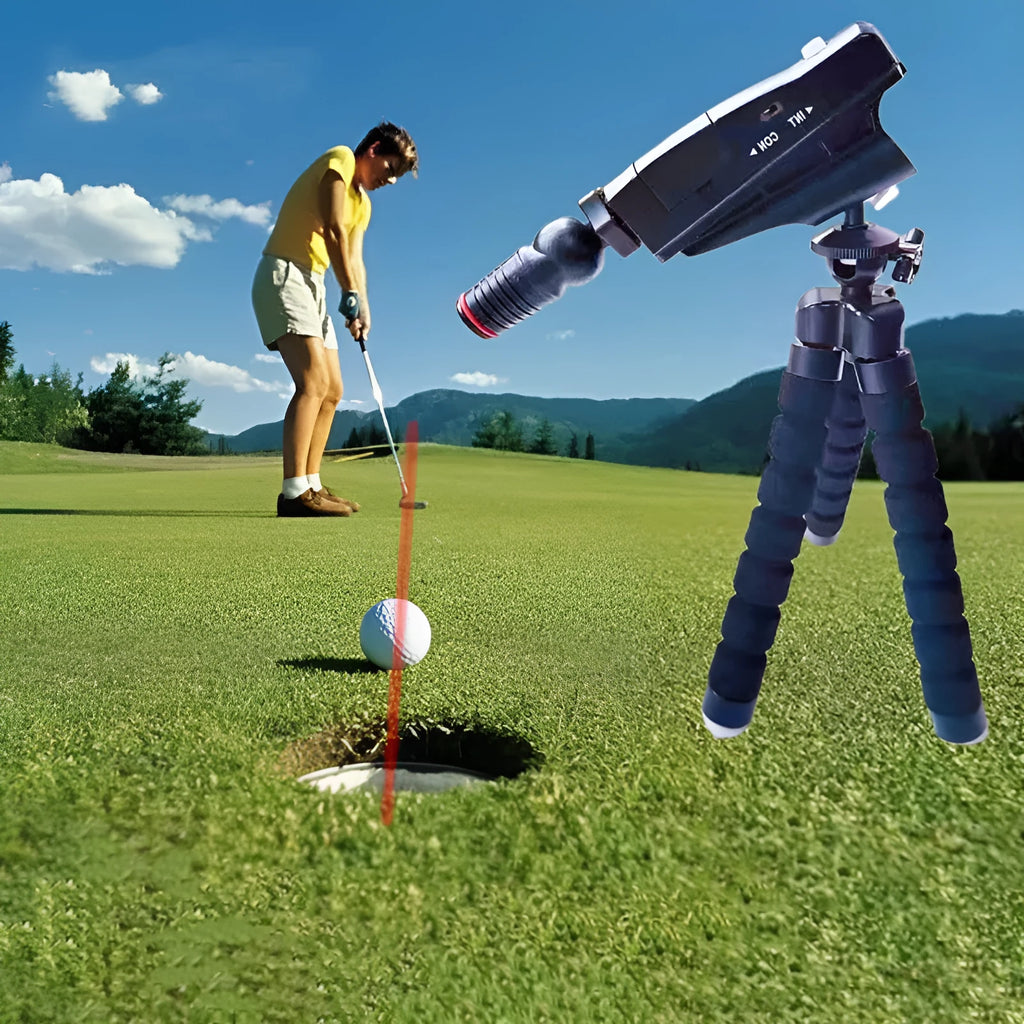 Golf putter laser aiming instrument for putting practice with tripod mount and storage box