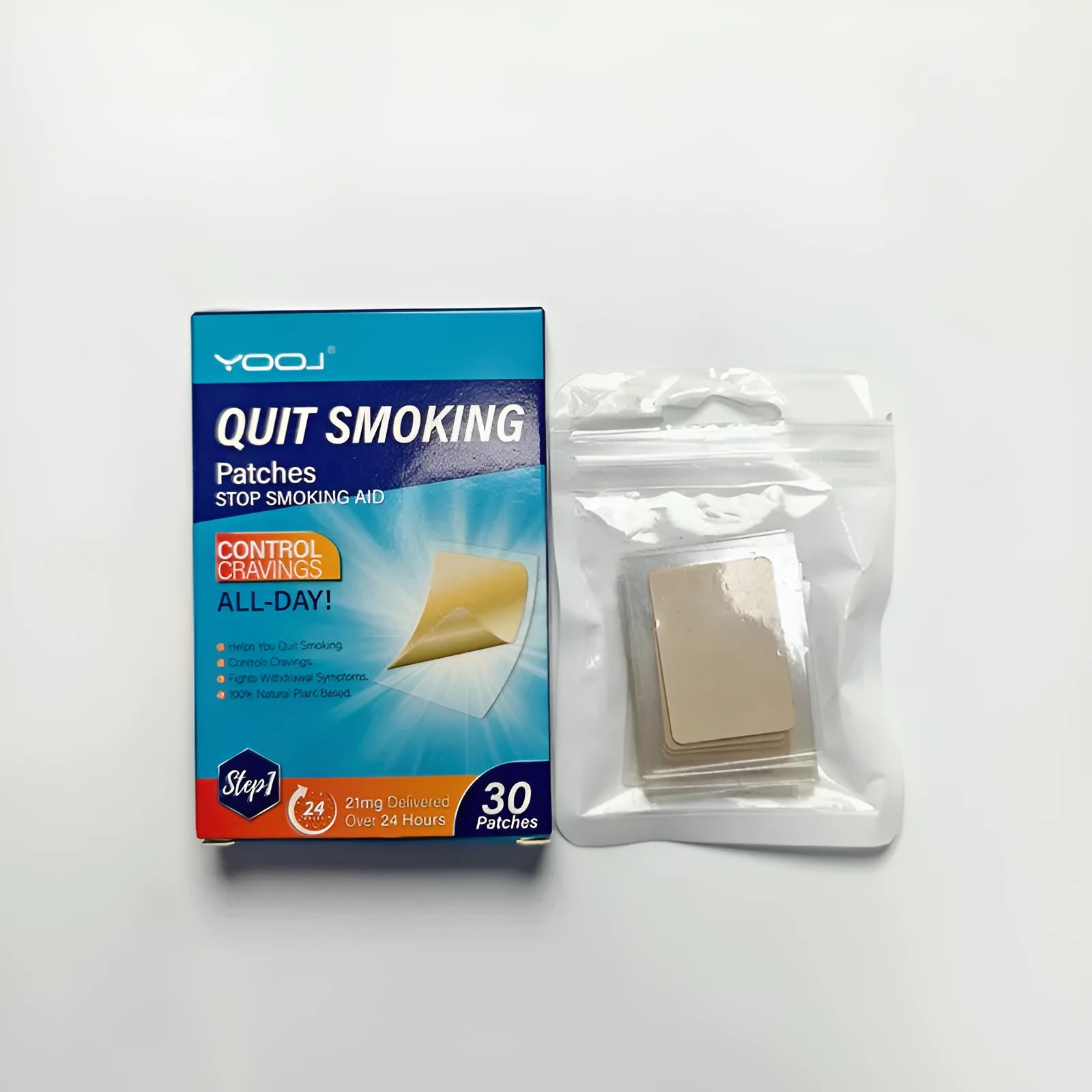30 plant extract nicotine patches in box for smoking cessation