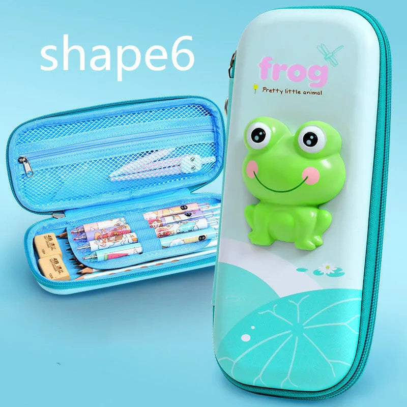 3D decompression EVA pencil case in dinosaur pattern, 24x11x4.5 cm, square Korean style
