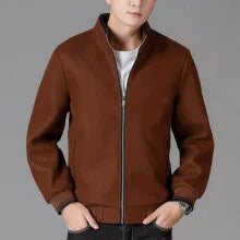 Men's autumn wool fleece jacket in sports style with long sleeves shown in grey colour