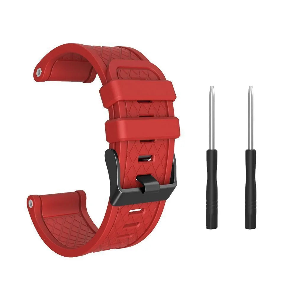 Jiaming 26mm silicone sports watch strap with stainless steel buttons in multiple colour options