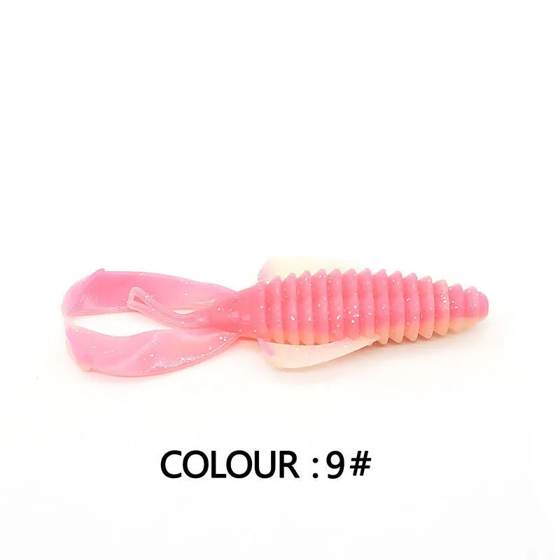 8cm soft bait fishing lure in PVC material with colour variations for freshwater predator angling