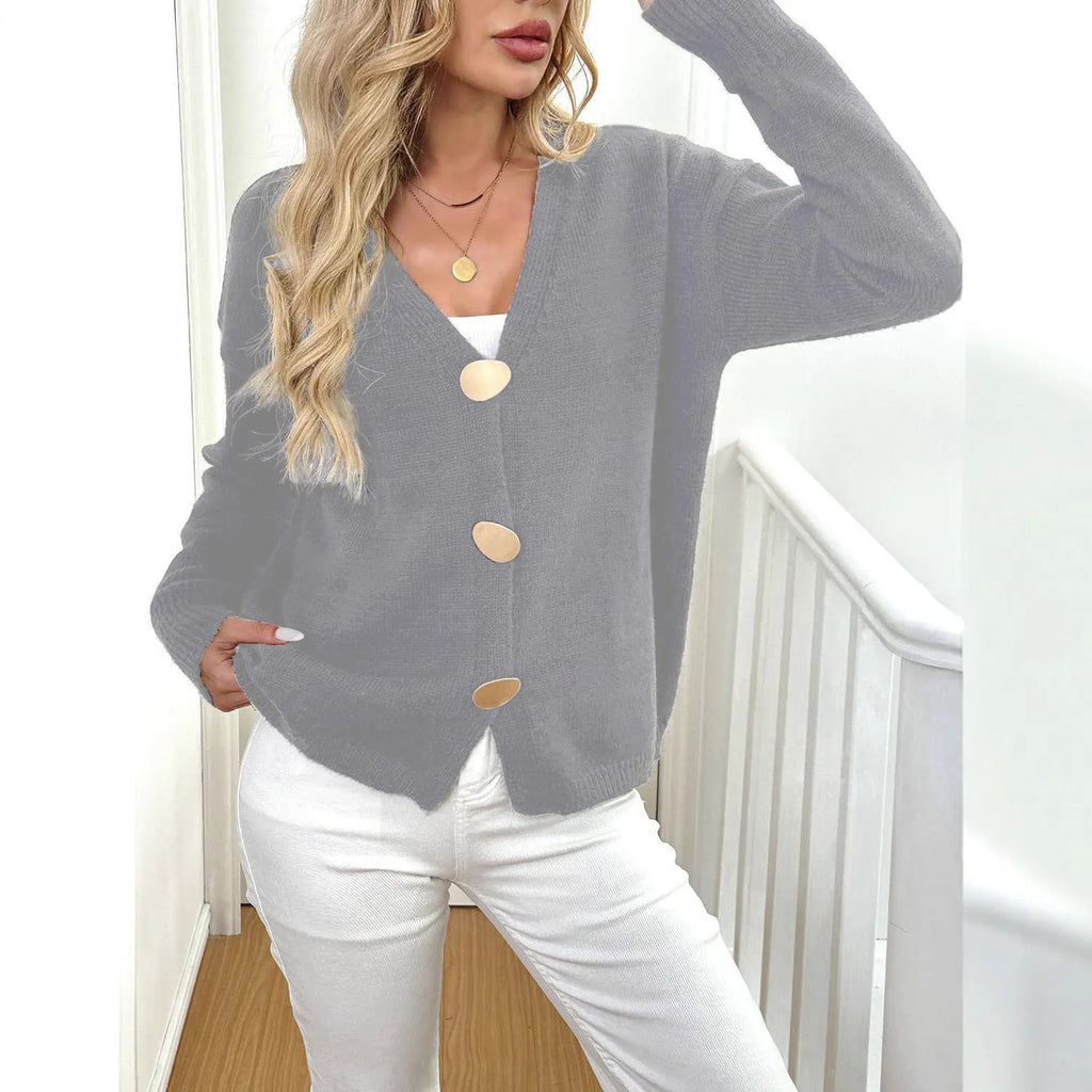 Women's black deer plush sweater coat with princess sleeves in street hipster style