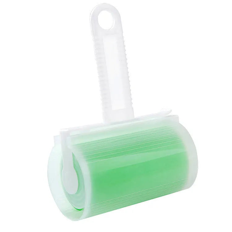 Blue washable reusable lint roller with cover for removing pet hair from clothes and furniture.