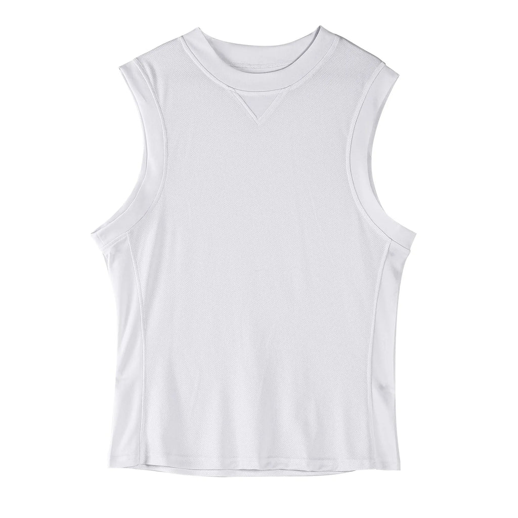 Men's loose-fit athletic vest in white or black with quick-dry polyester for summer sports