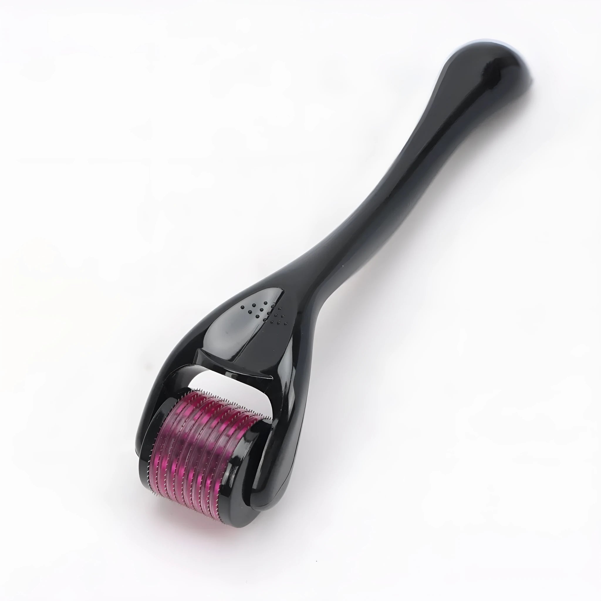 Sterile micro needle derma roller with PC handle in selected colour and 0.2mm, 0.25mm, or 0.3mm needle wheel.