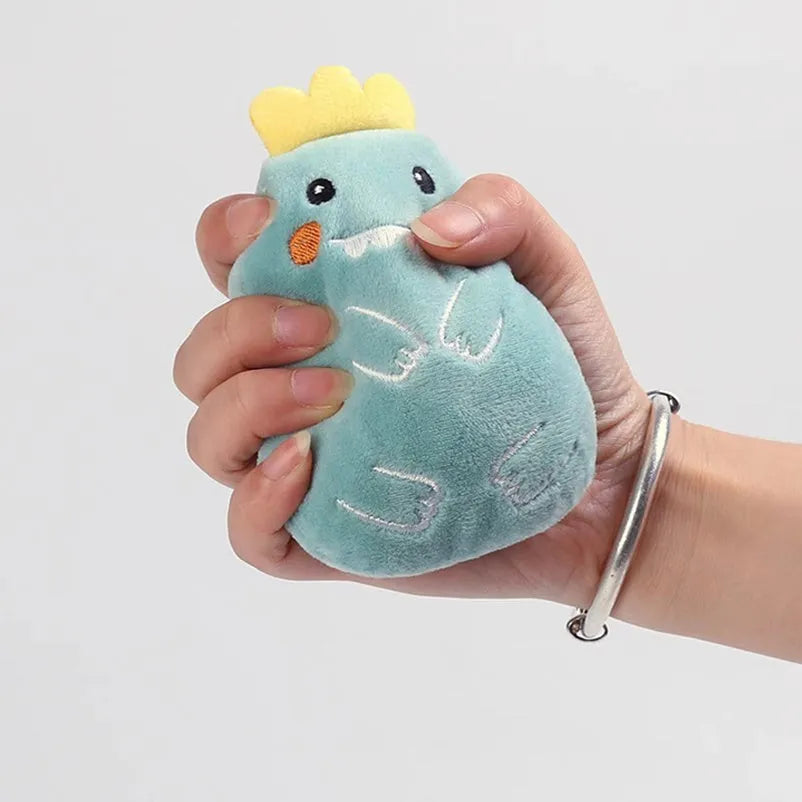 Small plush cat toy with catnip filling for chewing and teeth grinding, shown in assorted colours.