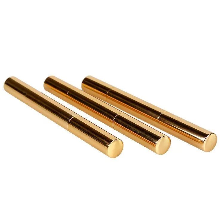 Teeth whitening pen with toothbrush cleaner in gold aluminium case and plastic white options
