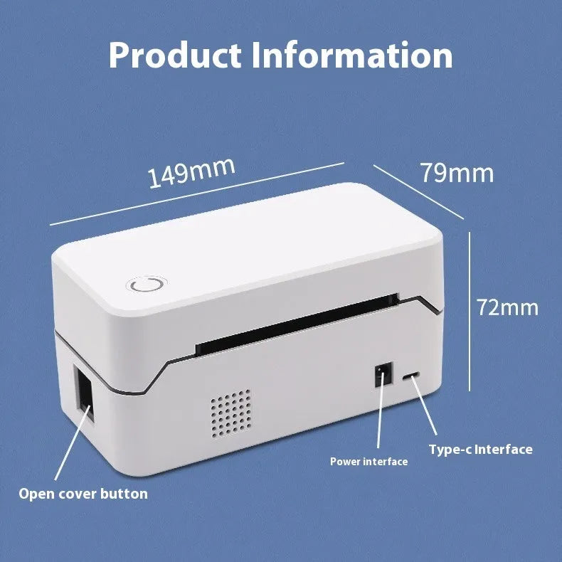 TDL401H compact thermal label printer with Bluetooth and USB ports for express order printing.