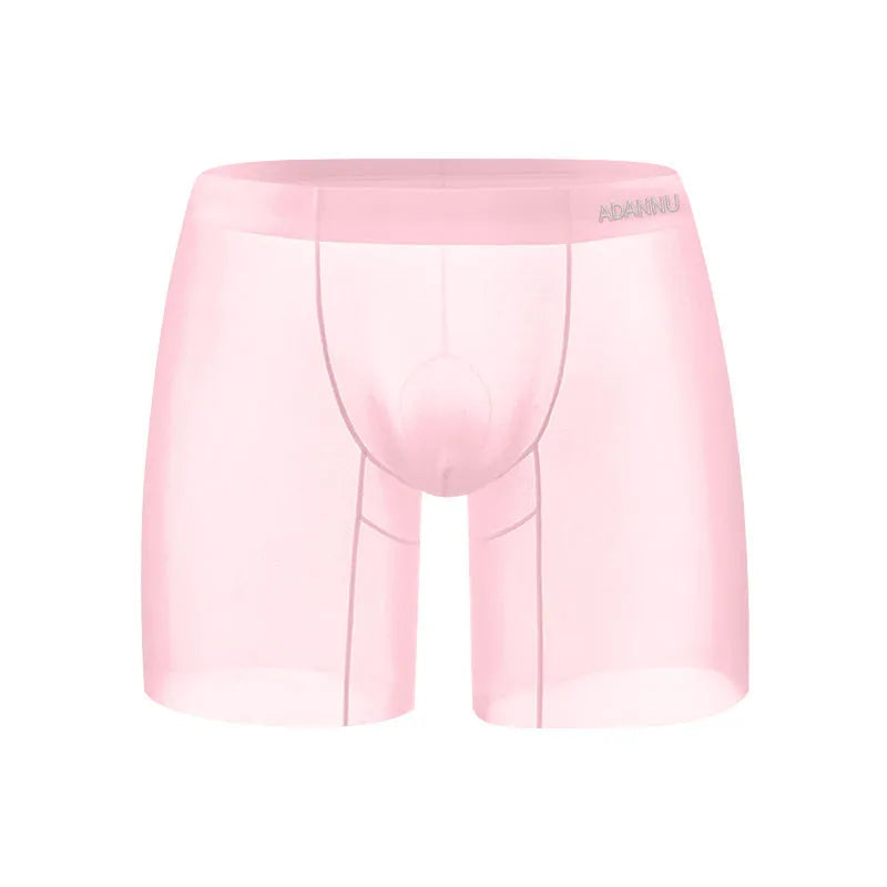 Men's ice silk boxer shorts in orange colour showing low waist design