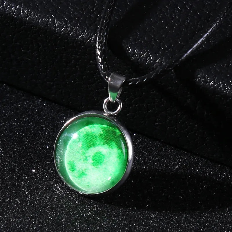 Christmas moon night sky luminous alloy pendant necklace with constellation design on adjustable chain