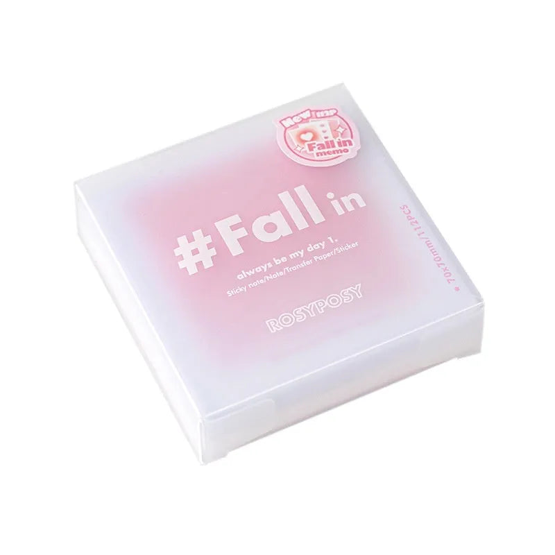 70mm square multifunctional notepad with gradient parchment sheets and sticky notes in blush colour
