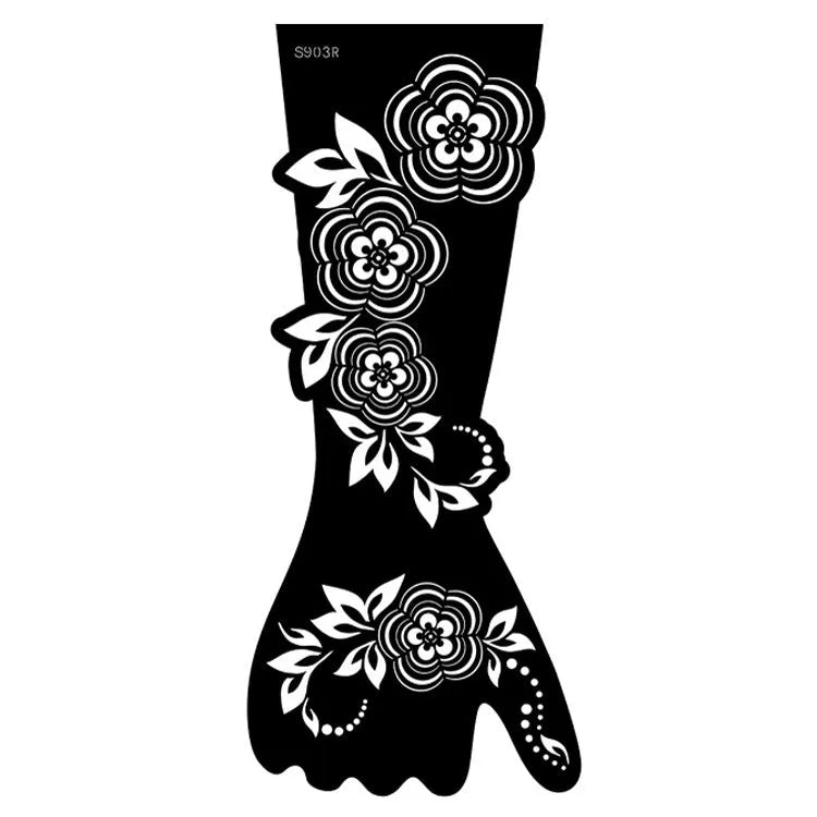 Geometric hollow template tattoo sticker with machine-cut edges and three-dimensional paper carving texture