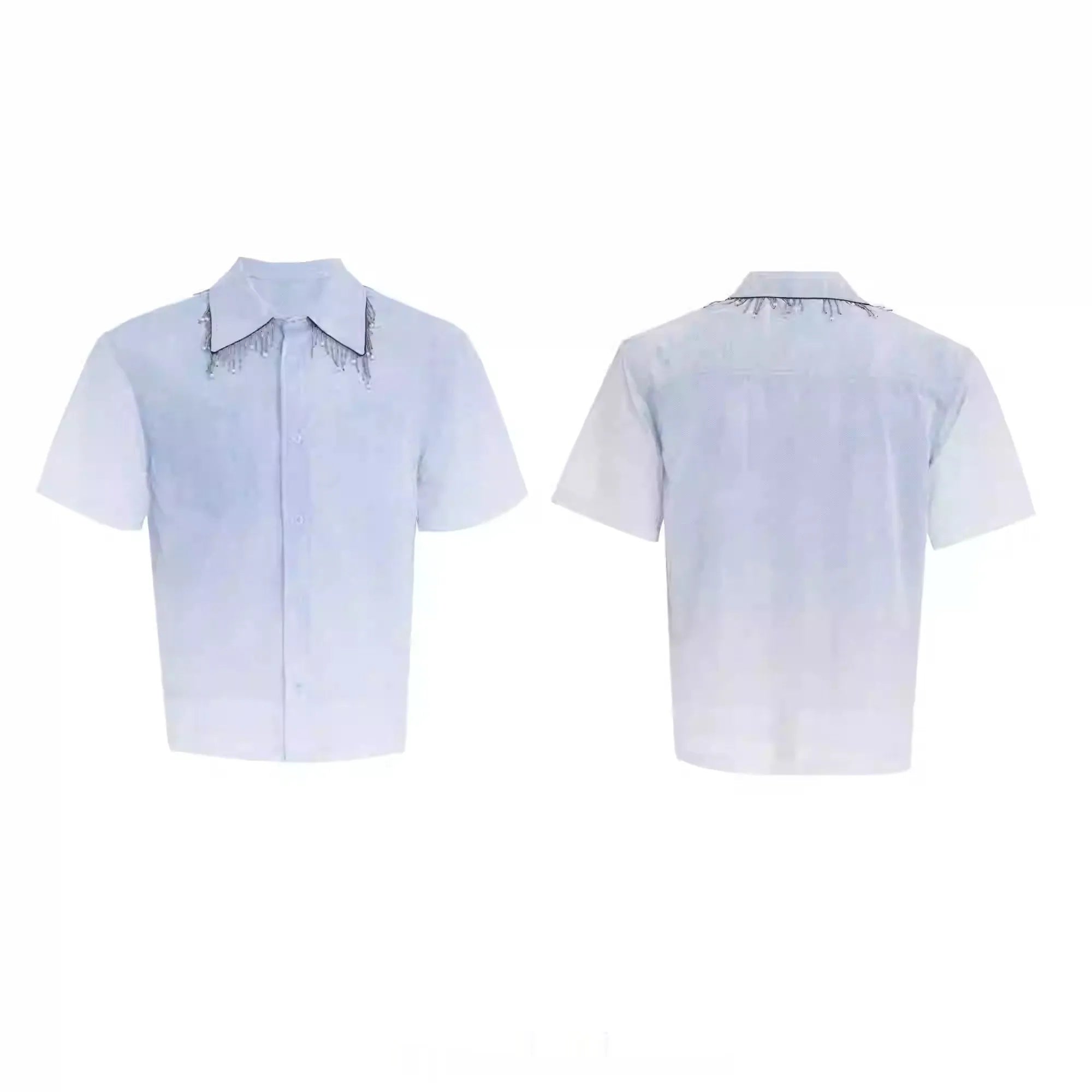 Blue loose fit casual shirt with half sleeves for summer wear