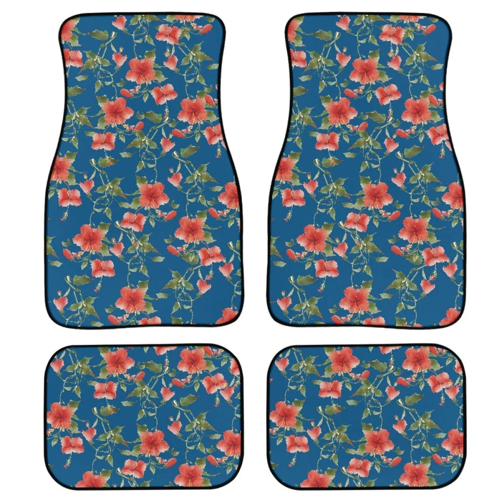 Black rubber car floor mats with 20mm thickness and waterproof backing in four-piece set
