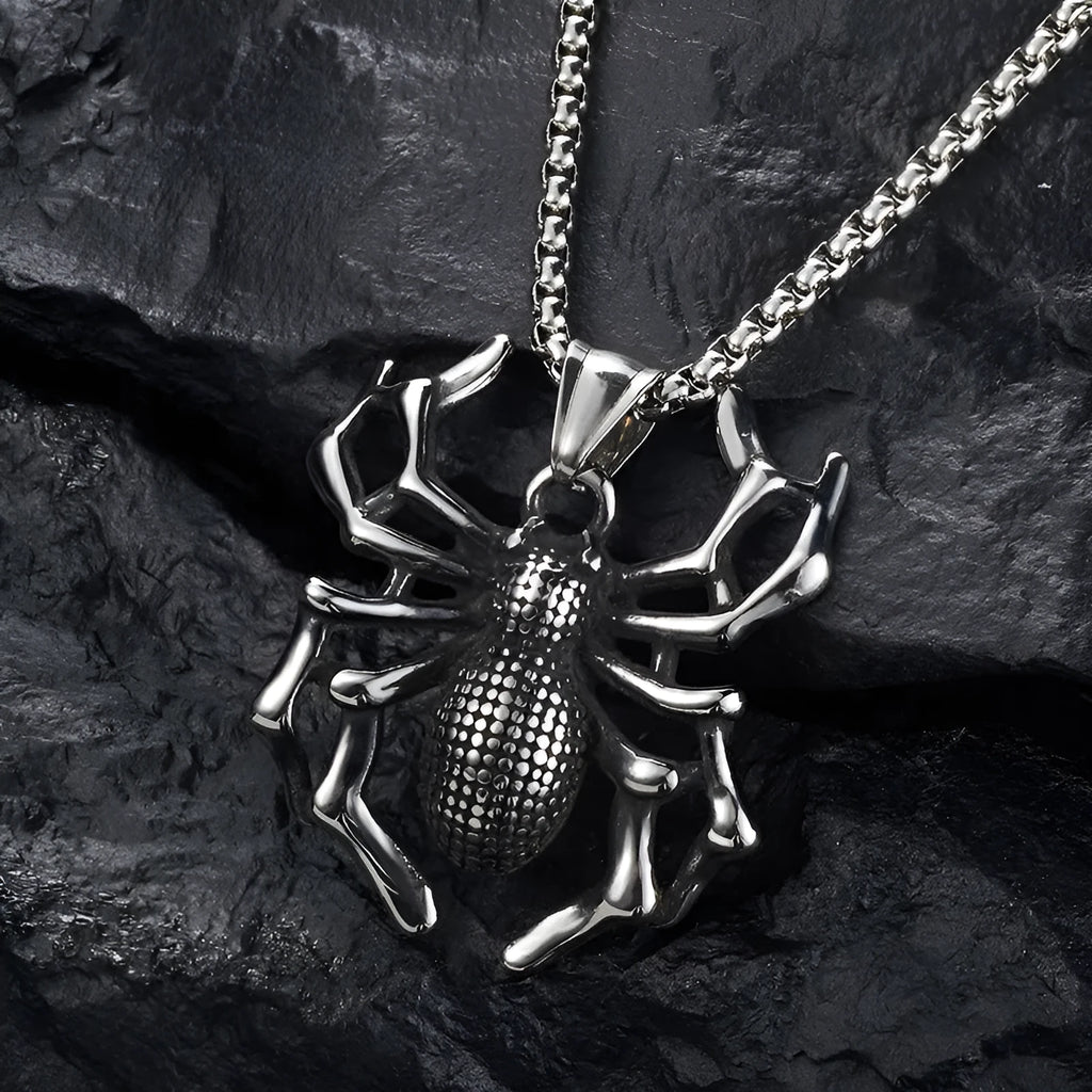 Titanium steel spider totem pendant polished finish unisex punk necklace D64-06