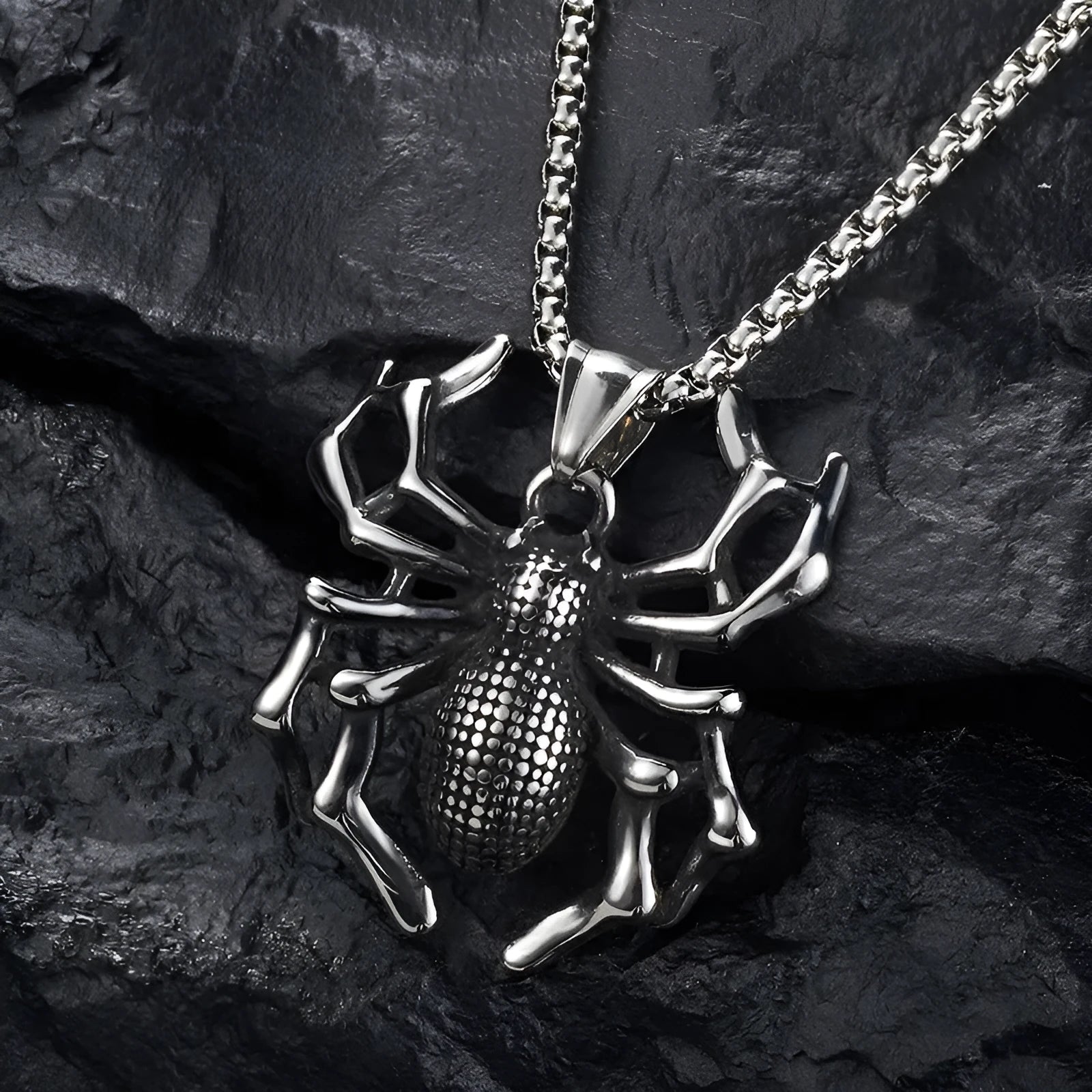 Titanium steel spider totem pendant polished finish unisex punk necklace D64-06