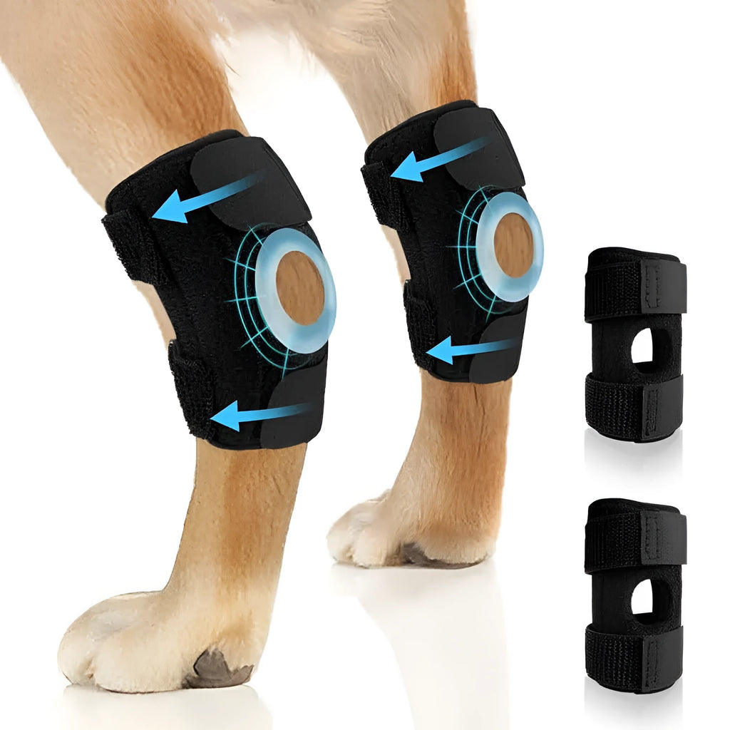Black polyester leg guard for dog joint support and ACL tear rehabilitation