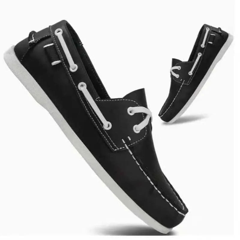 Men's British style casual shoes with artificial PU upper and flat heel.