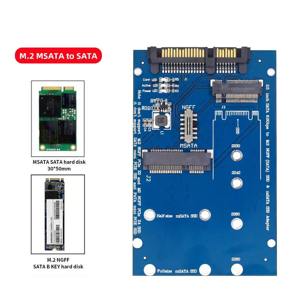 SATA3 to M.2 NGFF mSATA SSD conversion card adapter in black or blue colour
