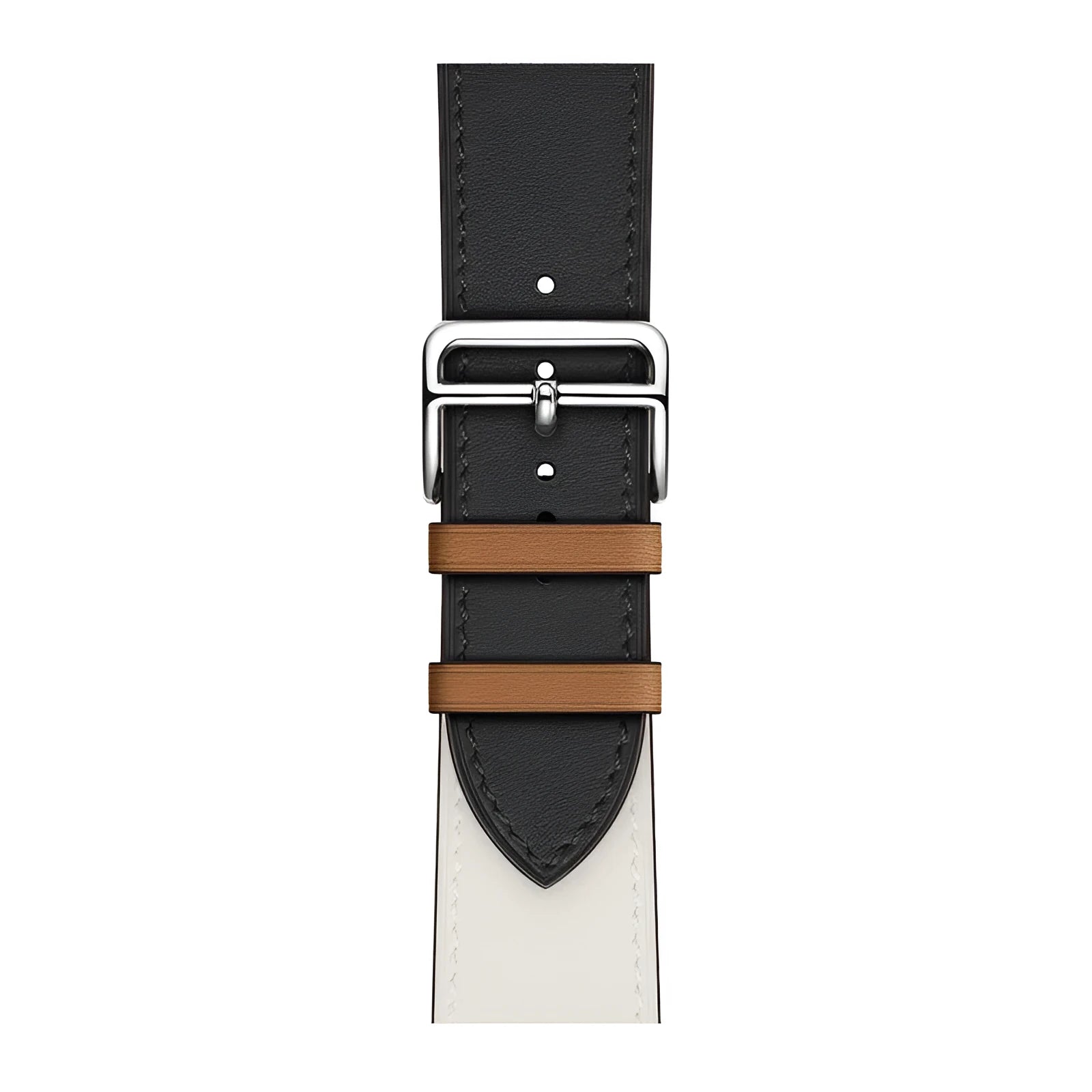 Cowhide PU leather watch band for Apple Watch in black with adjustable buckle