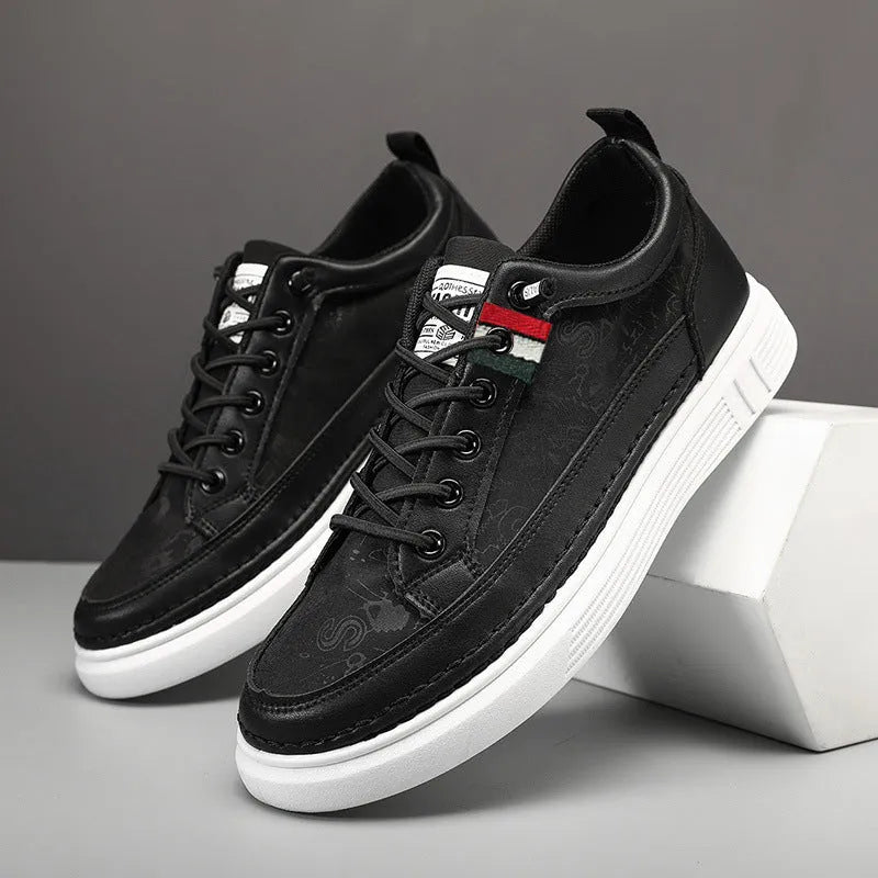 Men's casual bandage-style sneakers in high-top design with round toe and PVC sole