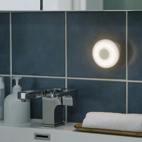 White square bedside table lamp with human body induction and Bluetooth connectivity