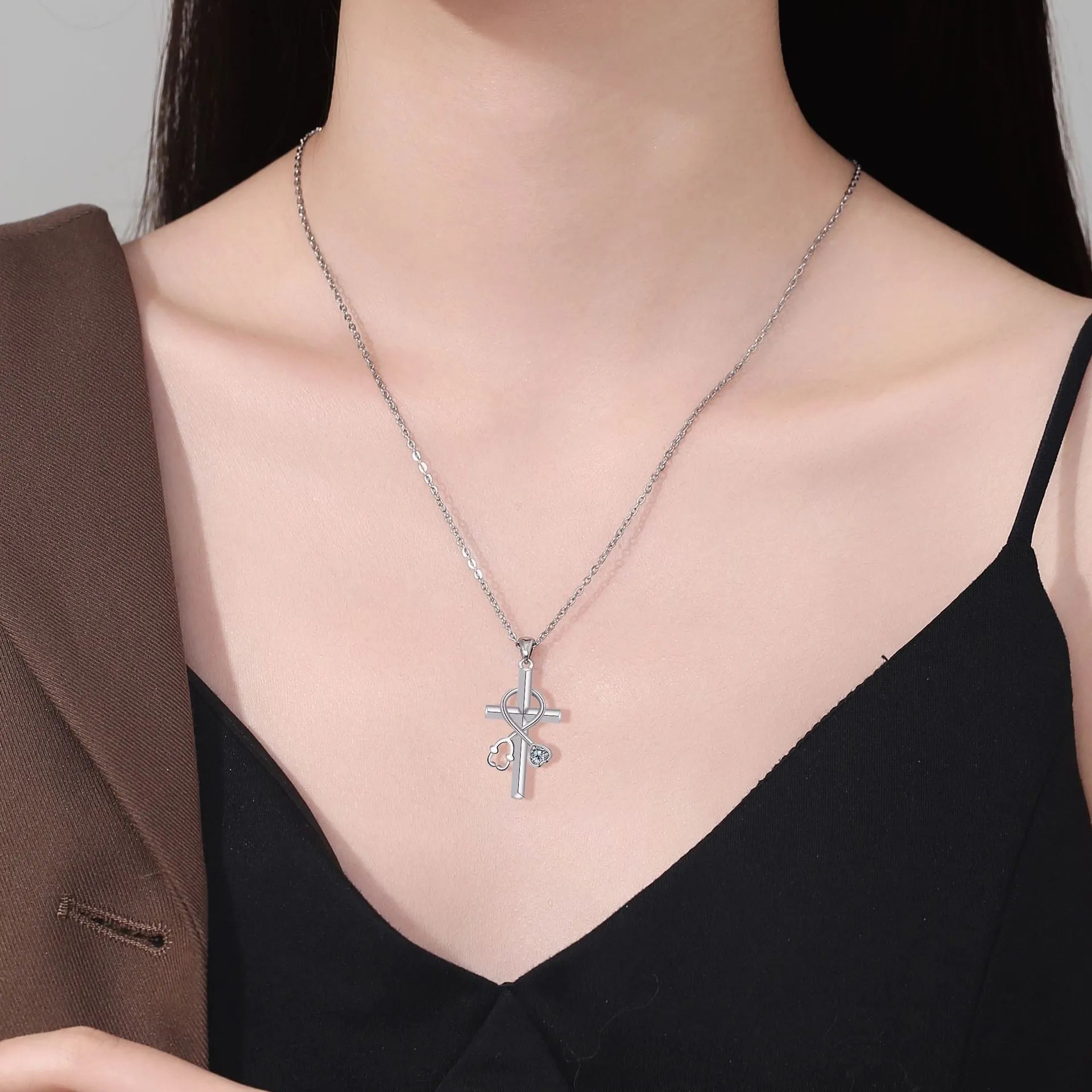Copper stethoscope necklace with cross chain design for medical professionals