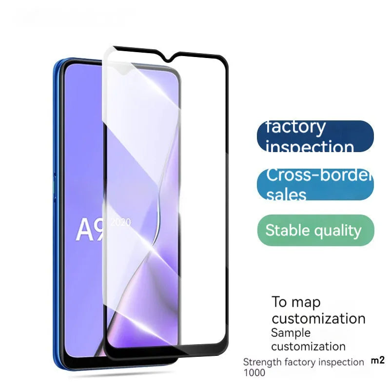OPPO A9 2020 full screen tempered glass protector with full glue black options