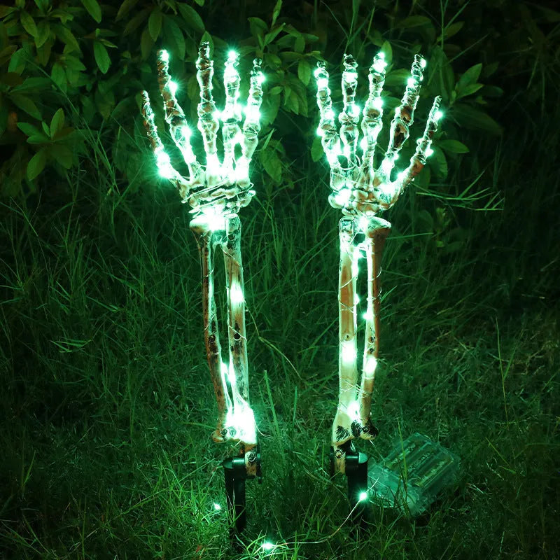 Purple LED skeleton arm hand Halloween stake light for outdoor garden decoration