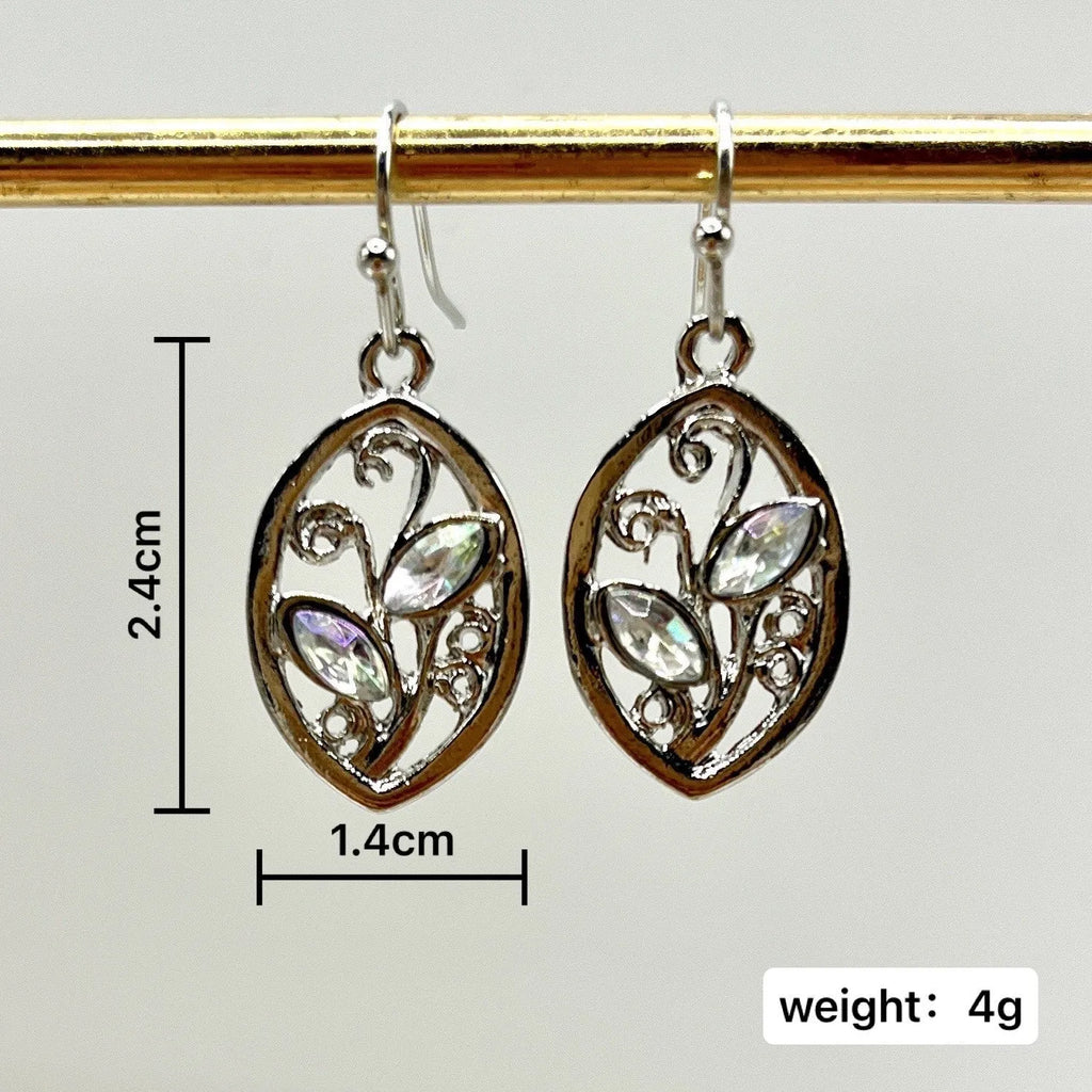Silver leaf design earrings with colourful moonstone accents for women