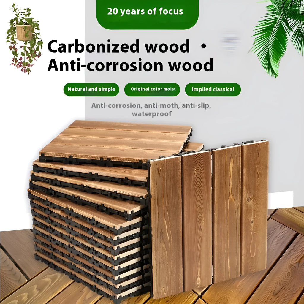 Camphor pine wood flooring tiles 30x30cm for balcony indoor outdoor use