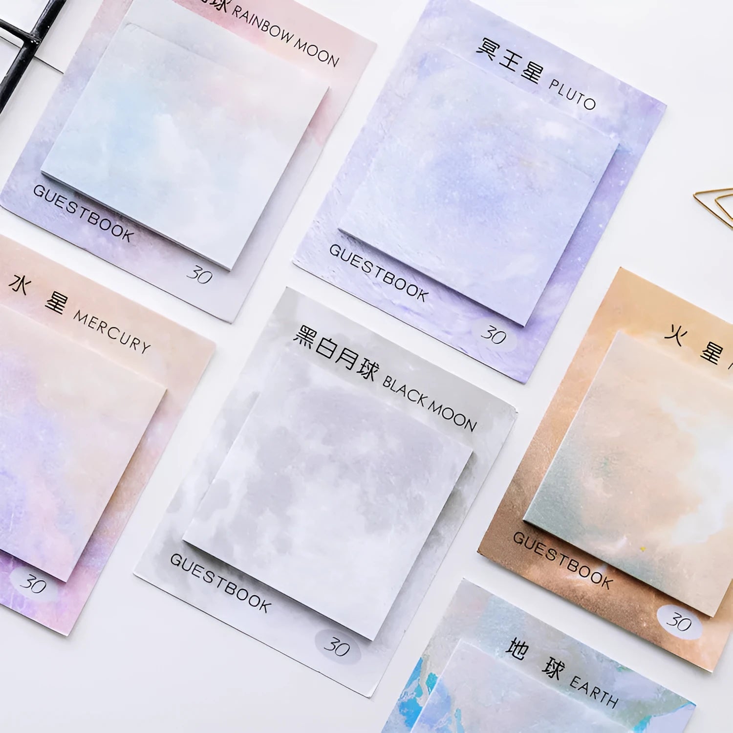 Square planet sticky notes notepad with oil painting designs of Earth, Mars and celestial bodies