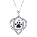 Women's copper necklace with dogs and cats paw footprints pendant on cross chain