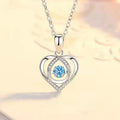 Blue diamond heart pendant necklace and bracelet set with mixed gem inlays on copper chain