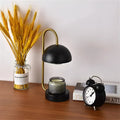 Solid wood aromatherapy wax melting bedside lamp with black metal base