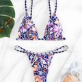 Women's floral print triangle bag swimsuit with briefs cut and polyester lining
