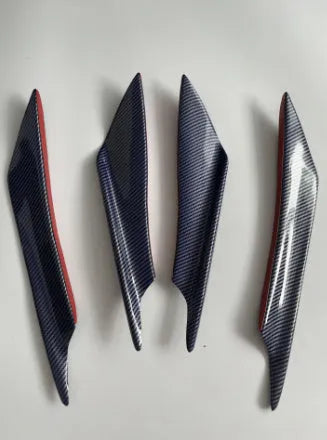 Four-piece carbon fibre pattern bumper blade kit for automotive bumper installation