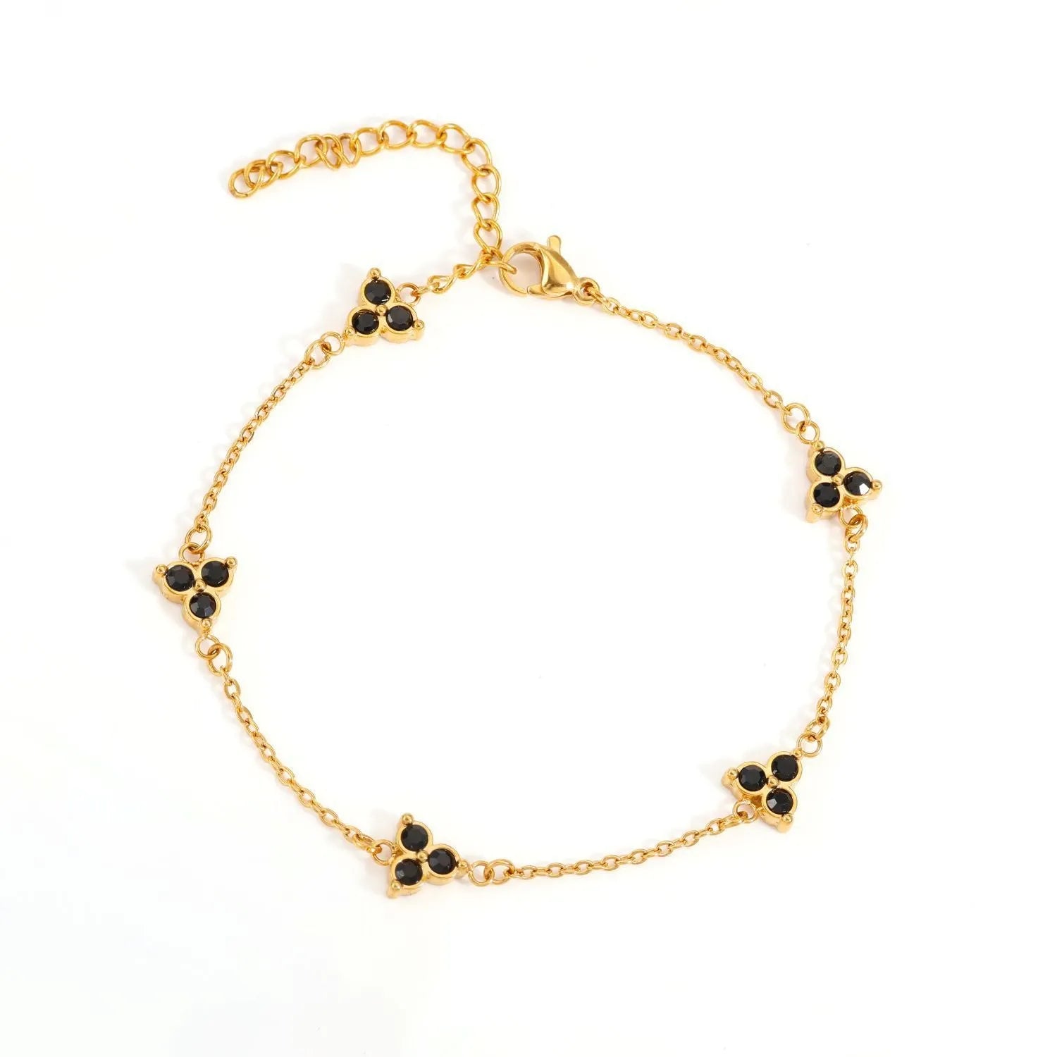 Women's geometric triangular bracelet with zircon gemstone in stainless steel gold tone or steel tone finish